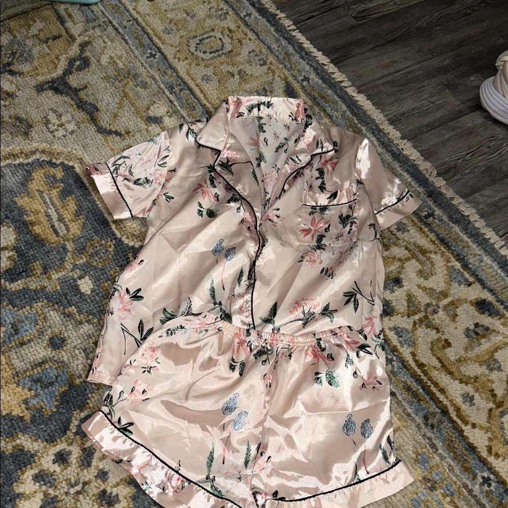 Floral Satin Pajama Set